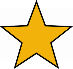 Obraz premium Golden star with black outline on white background, simple design.
