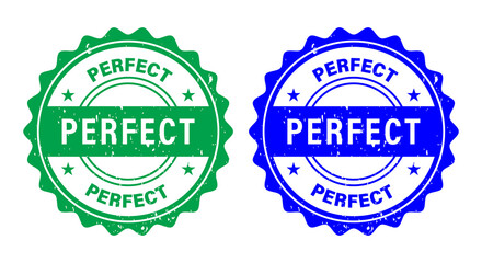 Obraz premium Perfect Word Round Seal Stamp with Retro Grunge Ink Effect Design. perfect stamp, perfect word, round seal