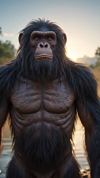 Evolutionary ape change: primate advancement, early human creation, primitive being transformation, species mutation, biological sequence, ancestral origin, natural progression, gradual evolution
