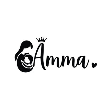 Amma logo with crown and heart symbols
