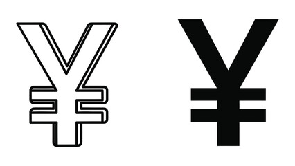 Fototapeta premium Comparison of the japanese yen symbol in different styles and colors