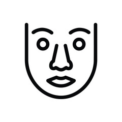 Obraz premium A minimalist icon of a human face, rendered in black lines on a white background. It displays eyes, nose, and lips, within a simple oval