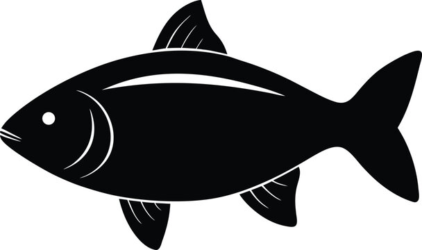 rui fish silhouette vector art illustration, black and white design