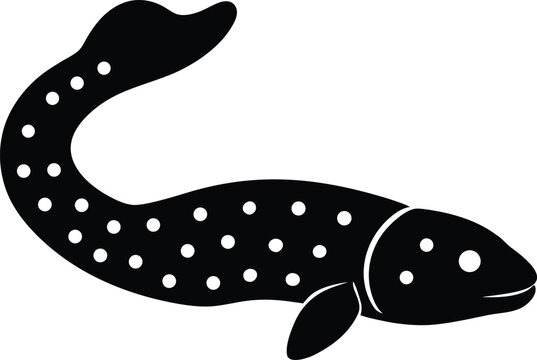 snowflake moray eel silhouette vector art illustration, black and white design