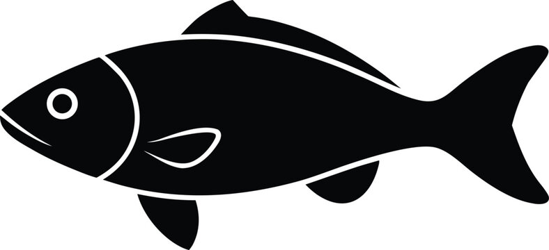 suckerfish silhouette vector art illustration, black and white design