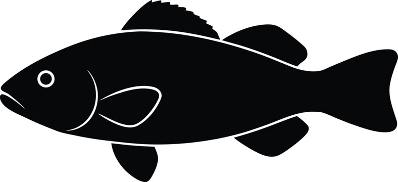 tautog blackfish silhouette vector art illustration, black and white design