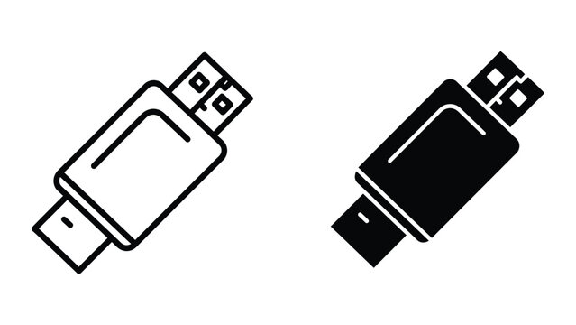 Comparison of two different types of usb flash drives in silhouette style