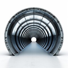 Fototapeta premium Futuristic metallic tunnel leading to the light at the end