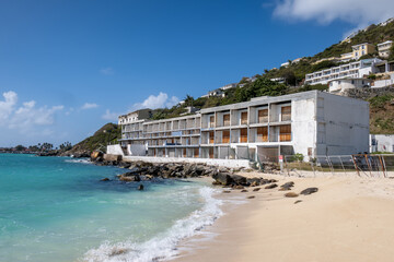 Obraz premium Abandoned buildings probably from Hurricane Irma in 2017, St Maarten, Antilles, Caribbean