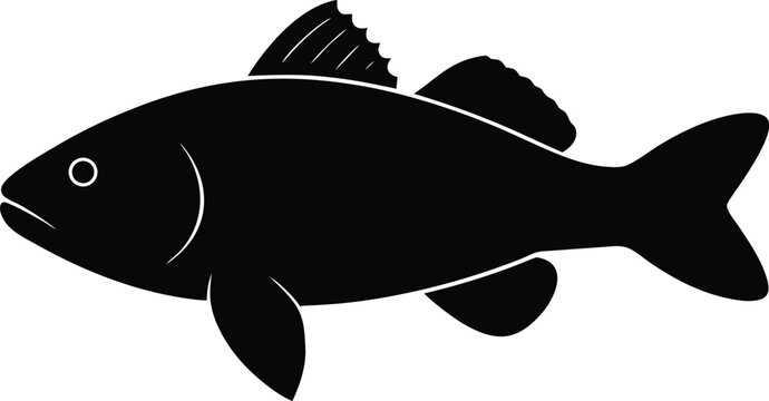 wolffish silhouette vector art illustration, black and white design