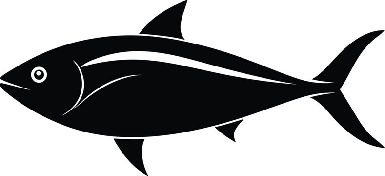 yellowtail amberjack silhouette vector art illustration, black and white design
