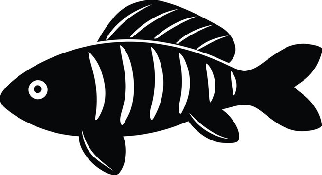 zebra pleco silhouette vector art illustration, black and white design