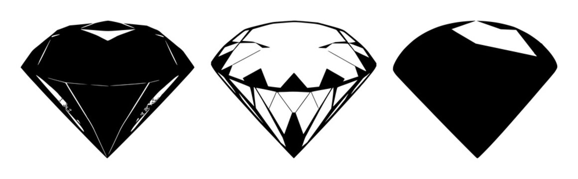 Diamond set with monocolor silhouette showcasing sharp geometric facets featuring lab-grown, sustainable, luxury icon with bold edges and stark contrast