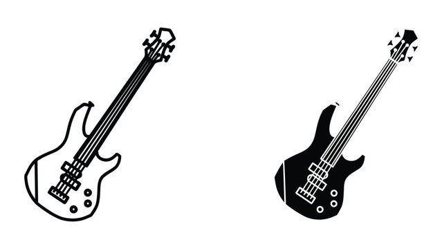 Contrast between a light and dark bass guitar silhouette design