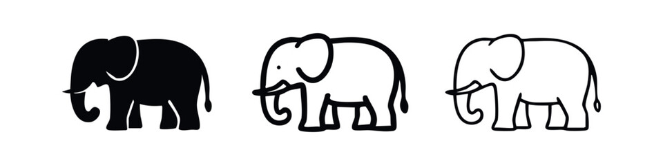 Obraz premium Stylized Elephant Wildlife Icon Collection.