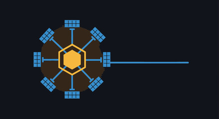 Satellite solar panel array in space orbit © Sudarshi