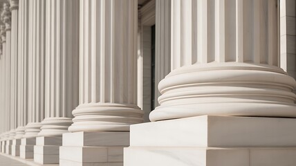 Fototapeta premium Government building columns, white marble pillars, classic architecture details, civic structure