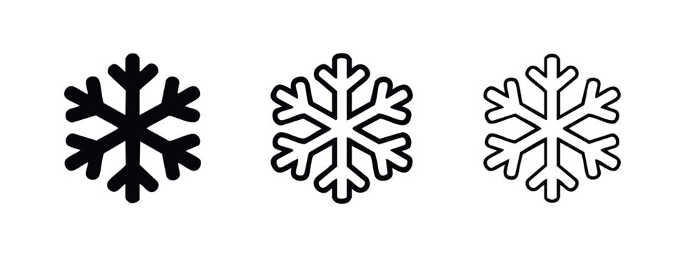 Stylized Snowflake Winter Symbol Icon Set