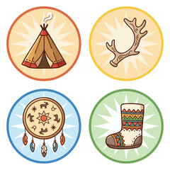Native American Cultural Icons Set. © torik