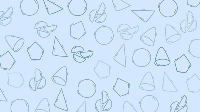 Abstract geometric doodle pattern background with blue shapes
