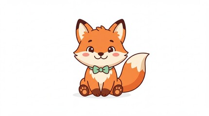 Fototapeta premium Cute cartoon fox with bowtie.