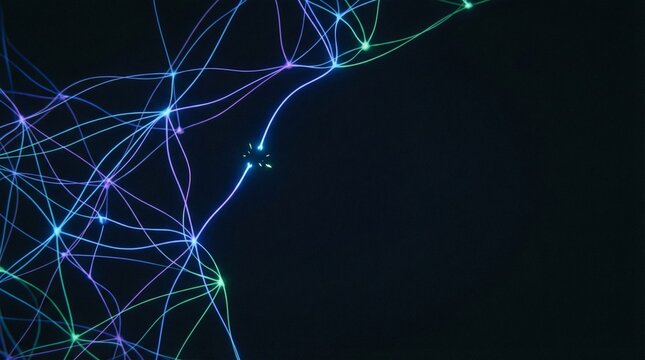 Abstract network lines with a disconnected or broken link. Concept of network failure due to a broken connection. Digital communication problem.