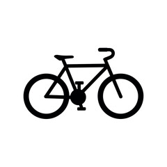 Obraz premium Black bicycle icon with two wheels and frame simple bike design