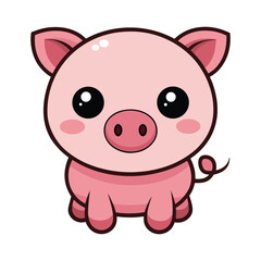 Fototapeta premium Cute Pig Cartoon Character – Kawaii Farm Animal Vector Illustration