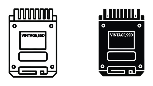 Vintage ssd storage devices illustrated in contrasting color schemes for visual comparison