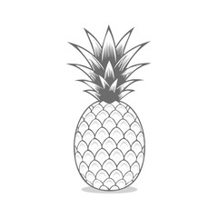Obraz premium Stylized monochrome pineapple fruit illustration with green spiky leaves