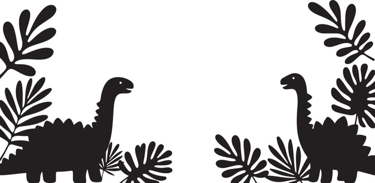 Two dinosaurs eating plants in prehistoric landscape scene vector illustration