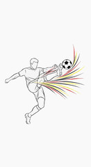 Fototapeta premium Soccer Player Free Kick Line Art Vector Black Red Yellow Isolated