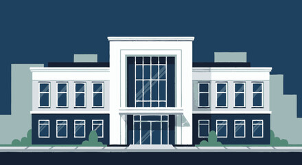 Fototapeta premium Modern Office Building with Glass Entrance.