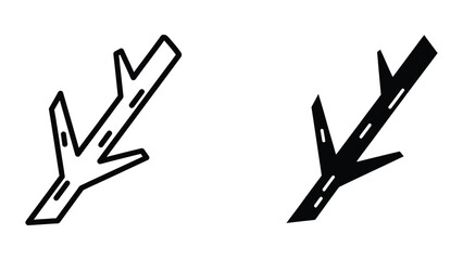 Fototapeta premium Contrasting stylized sketches of a bird in flight and a tree branch