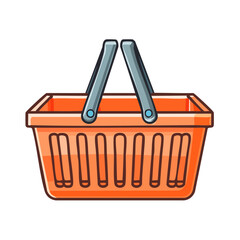 Fototapeta premium Orange Plastic Shopping Basket with Handles