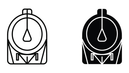 Contrasting styles of steam locomotive front views in black and white silhouettes © MDALI