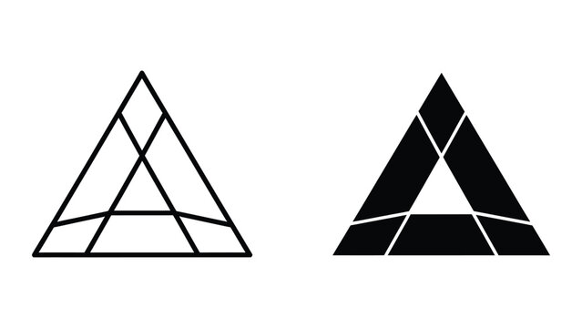 Comparison of outlined and filled geometric fractal triangles with internal divisions