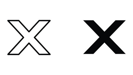 Obraz premium Comparison of a thin line cross and a bold filled cross symbol design