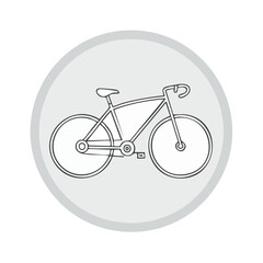 Fototapeta premium Simple hand drawn line art bicycle icon inside a circular frame monochrome graphic