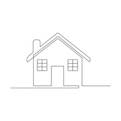 Fototapeta premium Minimalist continuous House one single line art drawing, modern home .Vector illustration.