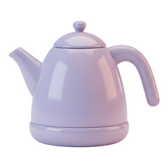 Fototapeta premium Electric kettle in light purple color with glossy finish for hot beverage preparation 3d illustration on transparent cutout