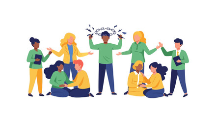 Fototapeta premium Breaking Free from Mental Chains with Group Support and Collaborative Problem-Solving