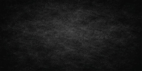 Fototapeta premium A dark and black grunge background features an old textured surface with a dirty vintage wall pattern and a rough aged paper design on an empty gray blackboard backdrop