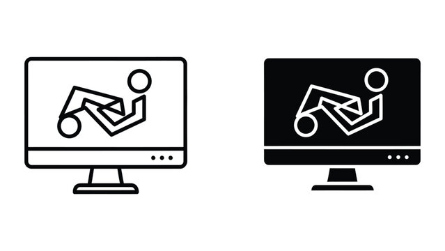 Comparison of computer display modes showing exercise activity on screen