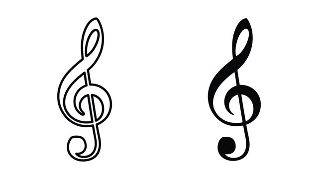 Comparison of treble clef musical notations with and without a filled note head