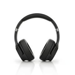Fototapeta premium Wireless black headphones and professional audio equipment isolated on a white background for music studio and stereo sound technology entertainment 