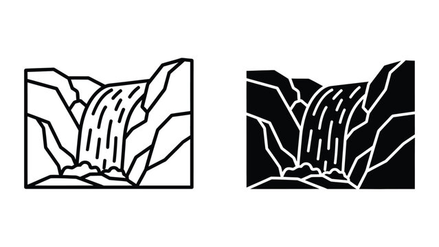 Contrasting visual representations of waterfalls using black and white inversion