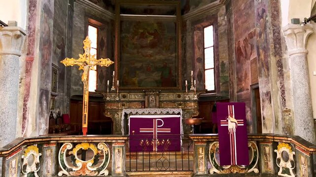 St Peter and St Paul Church frescoed altar, Ascona, Switzerland