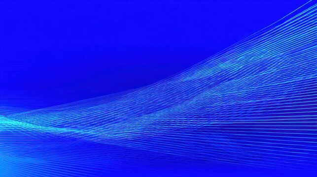 Abstract glowing lines flow dynamically across a deep blue background field