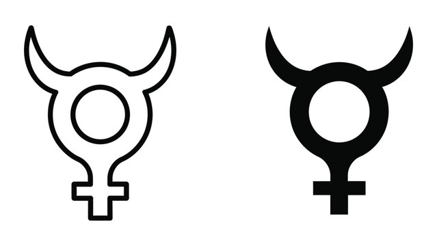 Contrast between traditional and modern gender symbols with devil horns